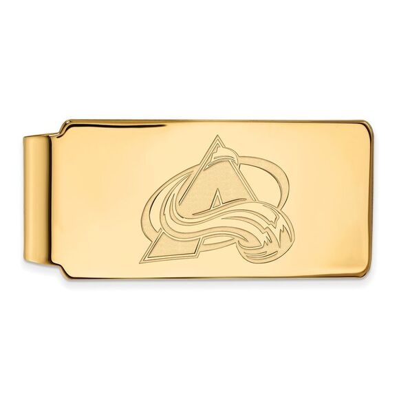 SS 14k Yellow Gold Plated NHL Colorado Avalanche Money Clip - Picture 1 of 3